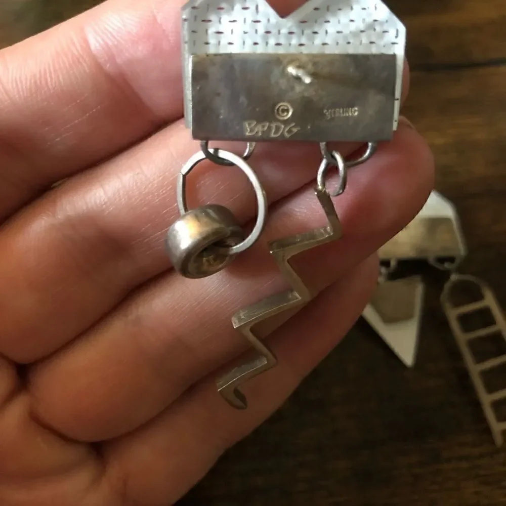 80’s  Sterling 925 Building Elements Earrings